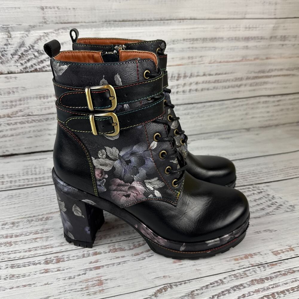 Spring Step L'Artiste Willaria Womens EU 36 US 5.5-6 Ankle Boots Black Multi - Picture 4 of 10